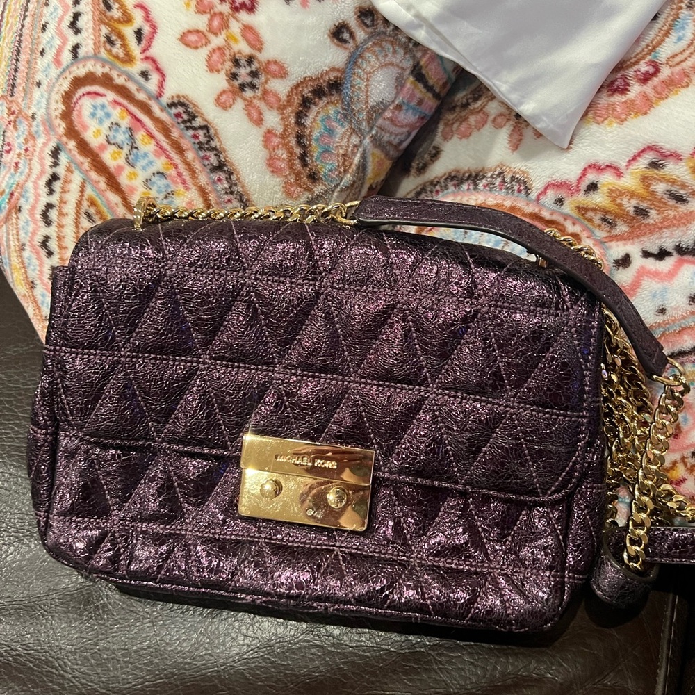 Michael Kors Shimmering Purple Quilted Crossbody Bag
